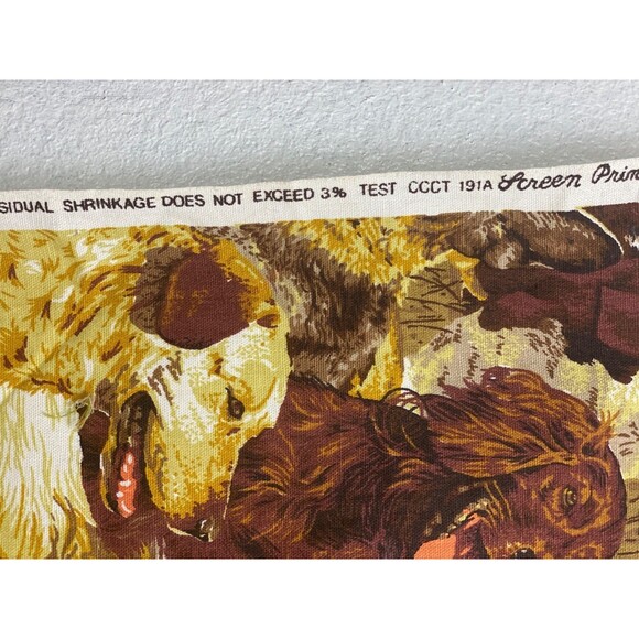 Dogs Home Decor Fabric 36"x 45" Craft Drapery Screen Print Brown Gold Novelty - Picture 3 of 14